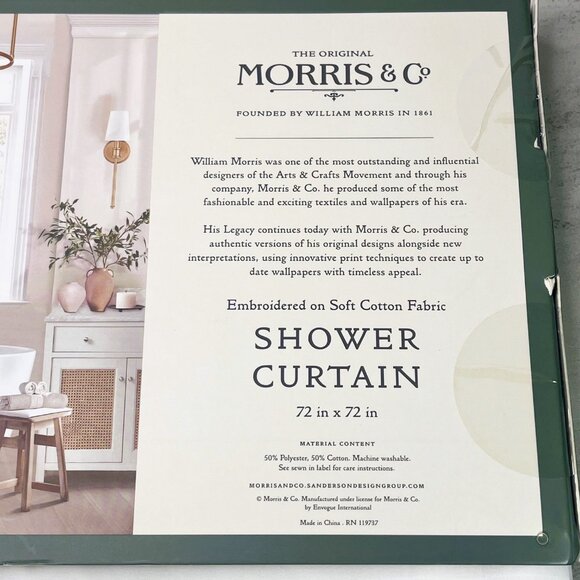 Morris & Co Embroidered Shower Curtain Strawberry Thief - NEW - Picture 3 of 4